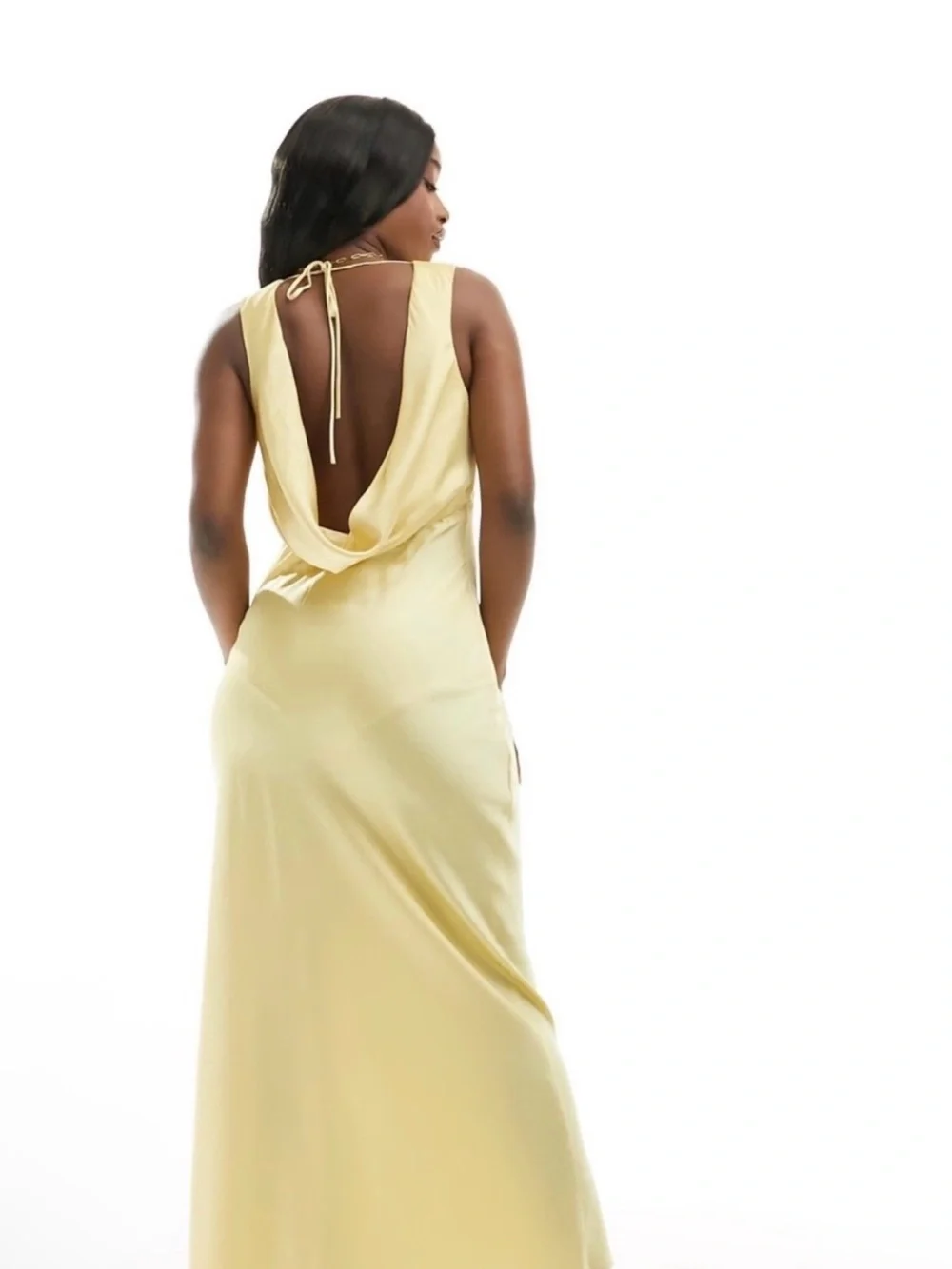 Abercrombie & Fitch Pale Yellow Cowl-Back Maxi Dress